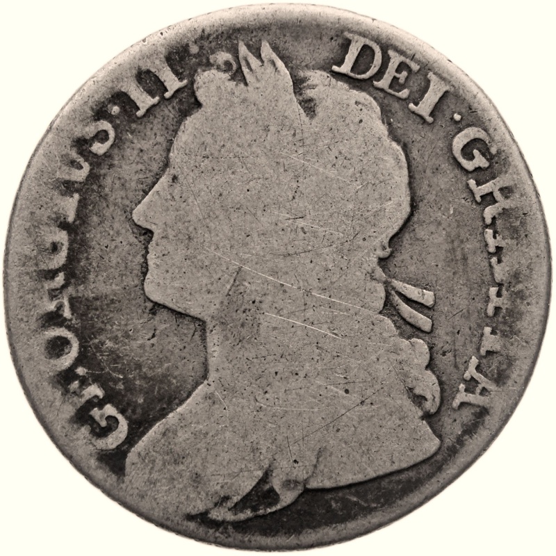 1741 Shilling George II Coin Silver United Kingdom Roses in angles