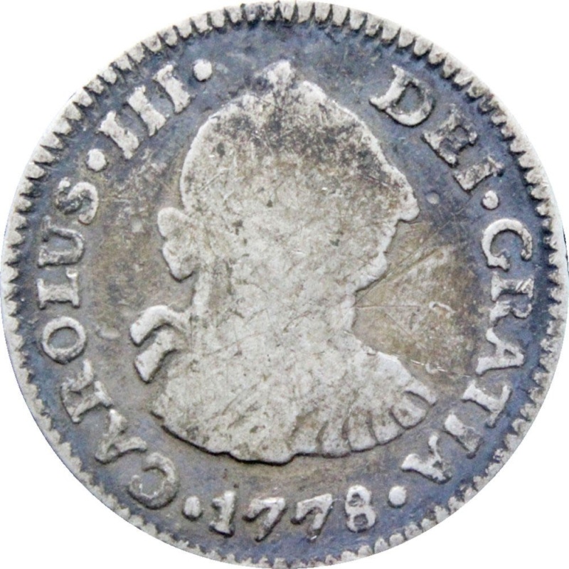 1778 Mo FF Spain Mexico Half Real Carlos III Coin Silver