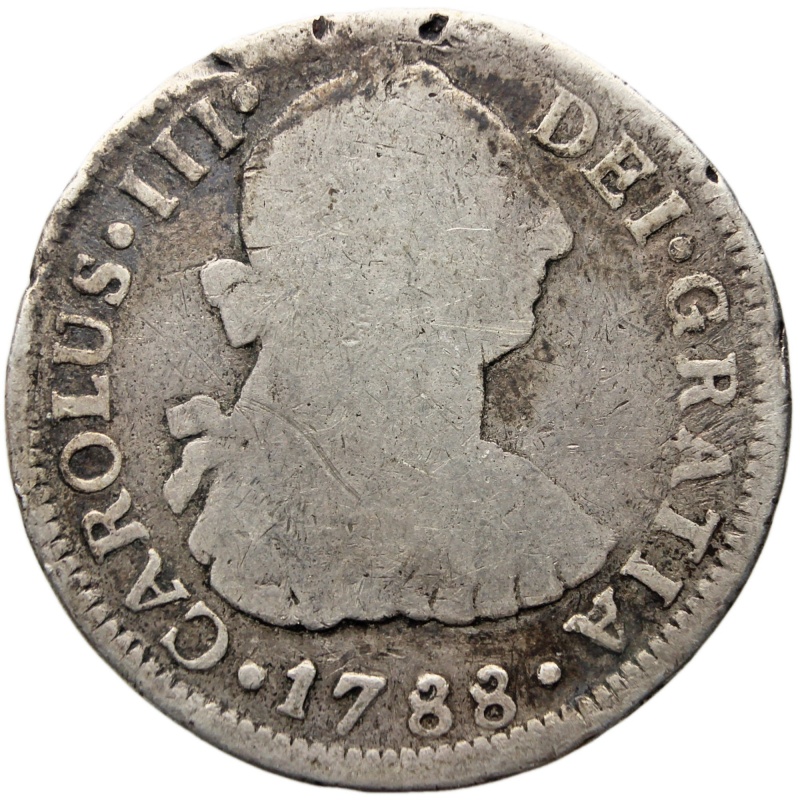 1788 Mo FM 2 Reales Mexico Coin Charles III of Spain Silver