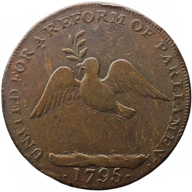 1795 Half Penny Token London Corresponding Society Milled edge