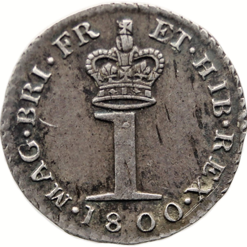 1800 One Penny George III Coin Maundy UK Silver