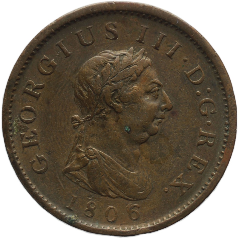 1806 One Penny George III Coin United Kingdom