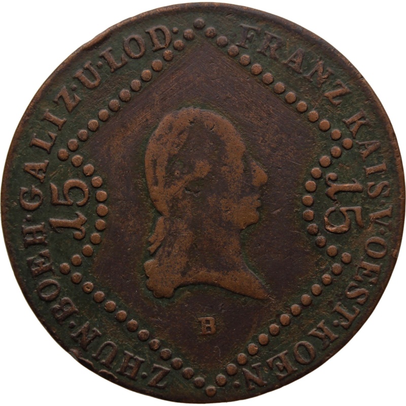 1807 B 15 Kreuzer Austria Habsburg Franz II Coin Kremnitz Mint