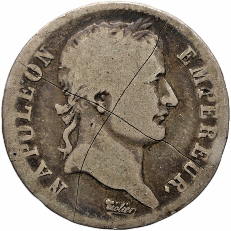 1808 A 1 Francs France Silver Coin Napoleon Bonaparte Paris Mint