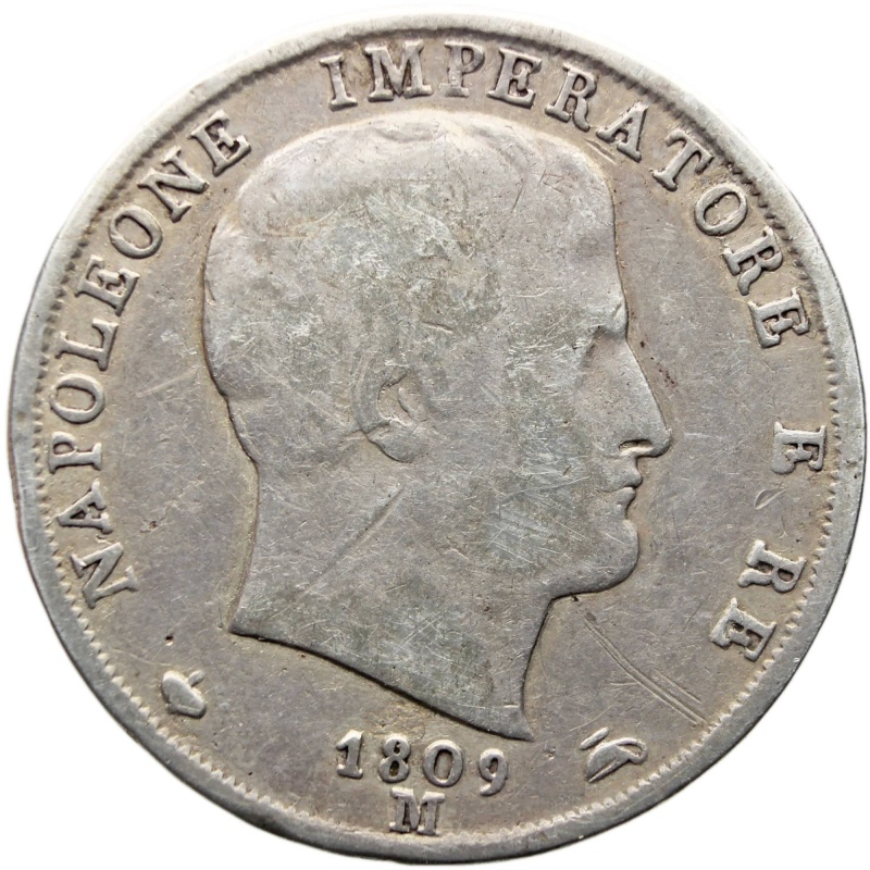 1809 M 2 Lire Italy Coin Napoleon Bonaparte Silver