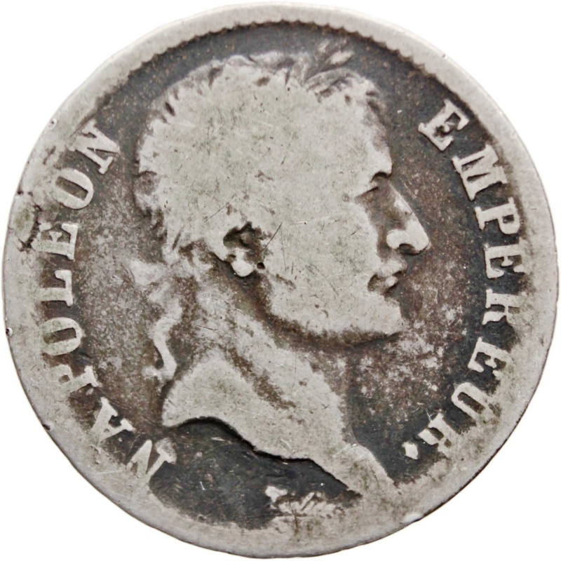 1810 B 1 Francs France Silver Coin Napoleon Bonaparte Rouen