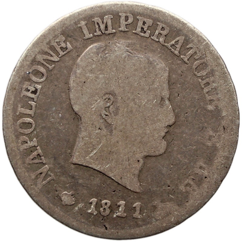 1811 10 Soldi Napoleon I Coin Kingdom of Italy Silver