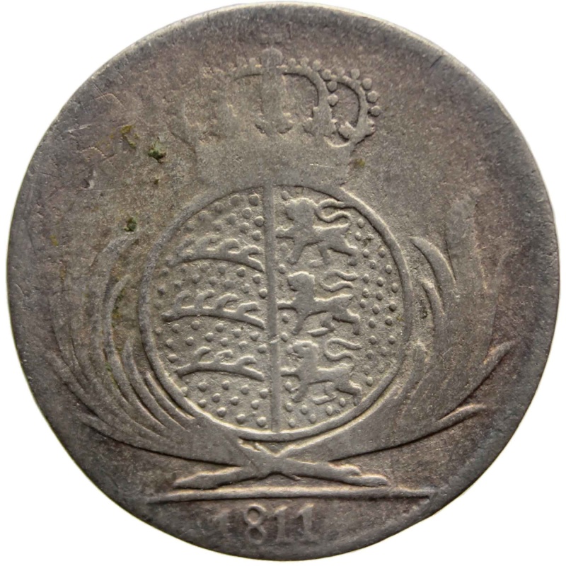 1811 6 Kreuzer Kingdom of Württemberg Germany State Coin