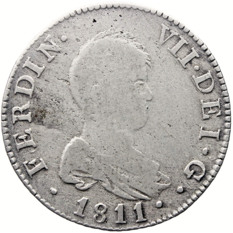 1811 C FS 2 Reales Spain Catalonia Coin Ferdinand VII Silver
