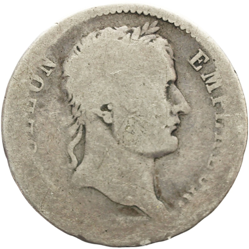 1811 W 1 Francs France Silver Coin Napoleon Bonaparte Lille Mint
