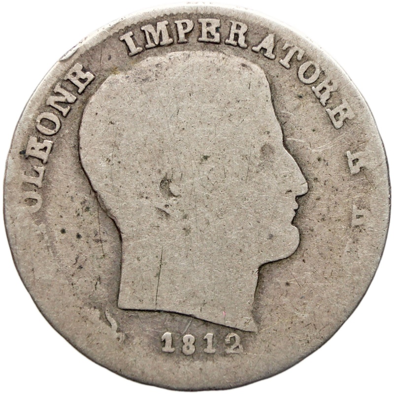 1812 1 Lira Kingdom of Italy Coin Napoleon I Silver