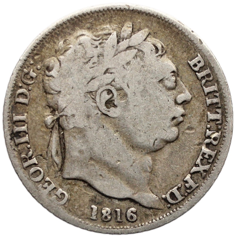 1816 Sixpence George III Great Britain Silver British Coin