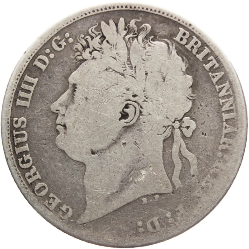 1821 One Shilling George IV Silver Coin British 1st portrait 1st reverse