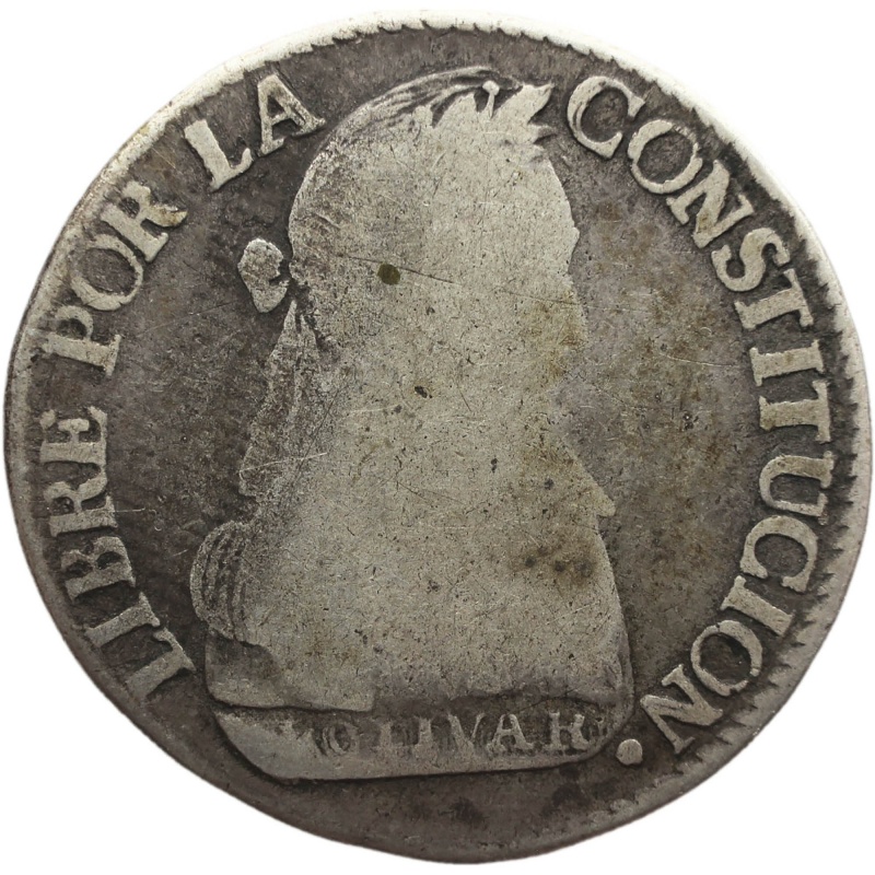 1830 JL 2 Soles Bolivia Silver Coin Simon Bolivar
