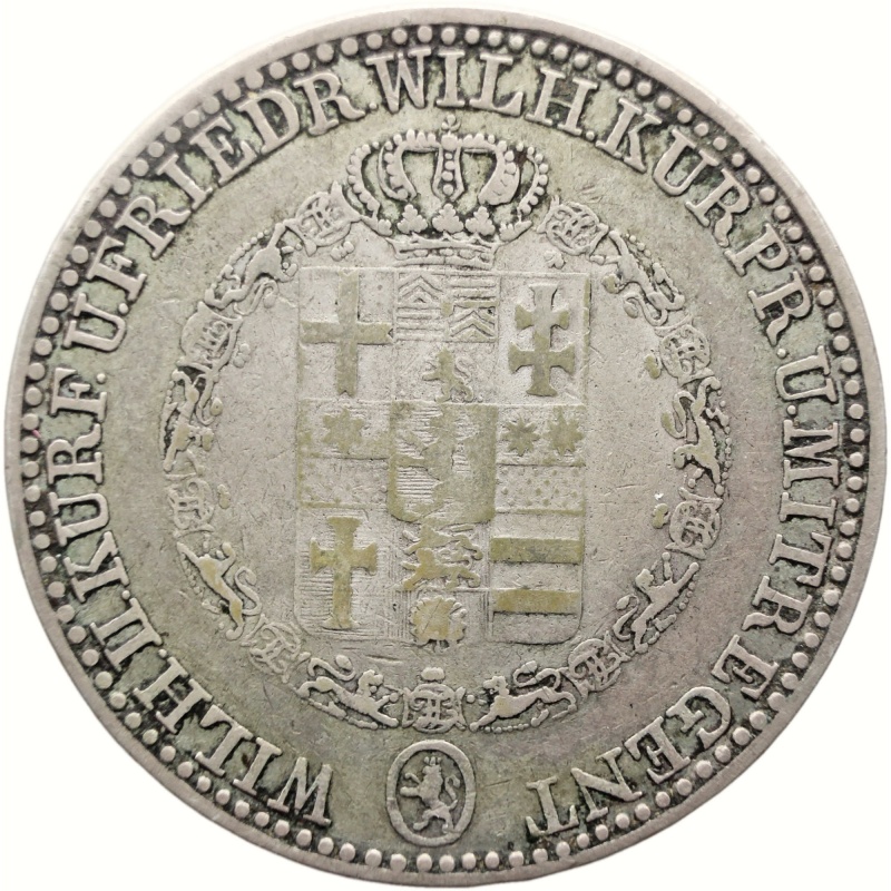 1834 1 Thaler Hessen-Kassel Germany Coin Wilhelm II & Friedrich Wilhelm Silver