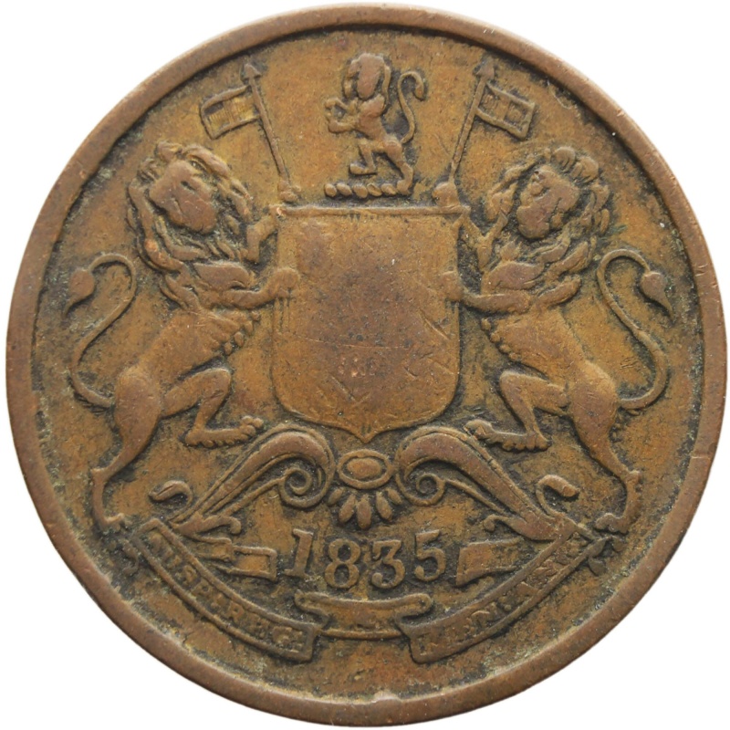 1835 Half Anna British East India Company Coin Madras Mint