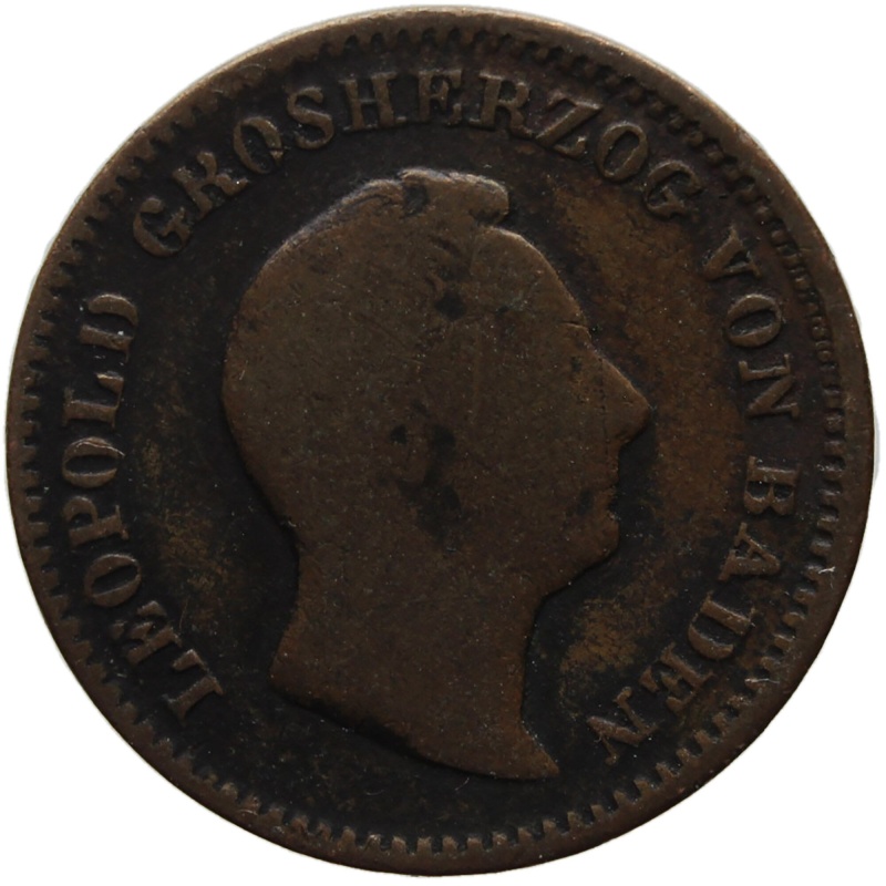 1847 Half Kreuzer Grand-duchy of Baden German states Leopold Coin