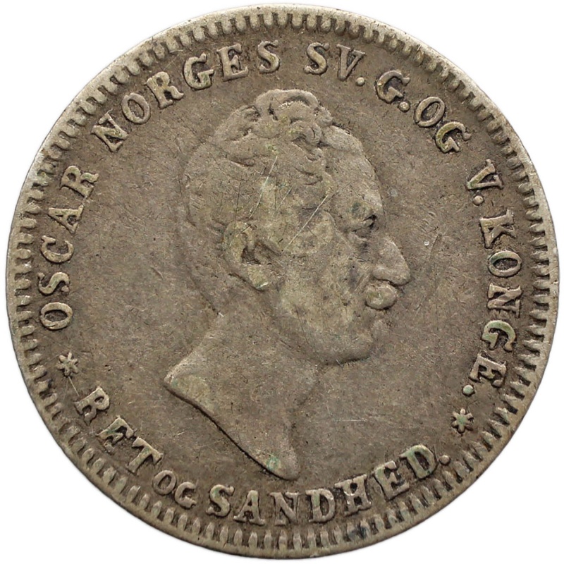 1854 12 Skilling Norway Coin Oscar I Silver