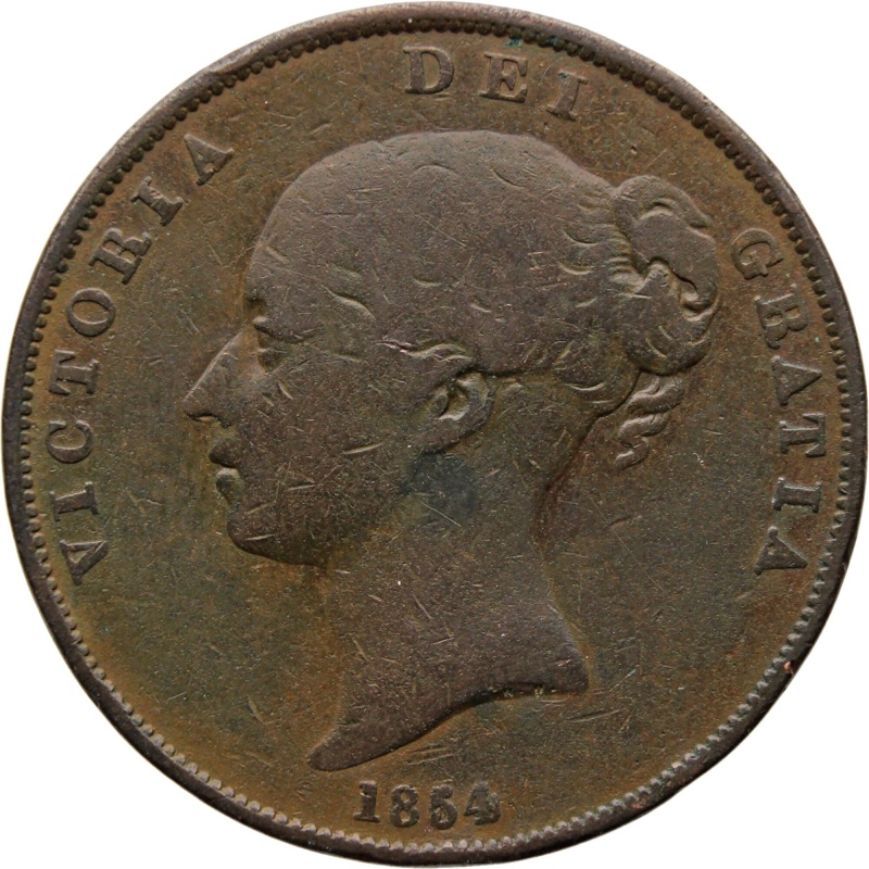 1854 1 Penny Queen Victoria Coin UK