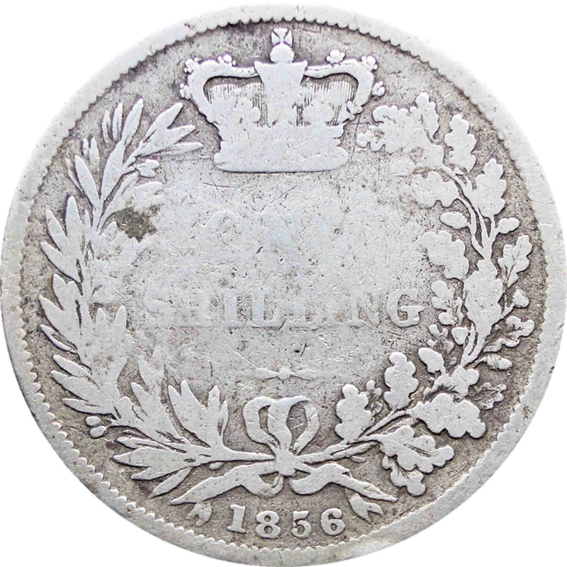 1856 Shilling Queen Victoria Great Britain Silver Coin