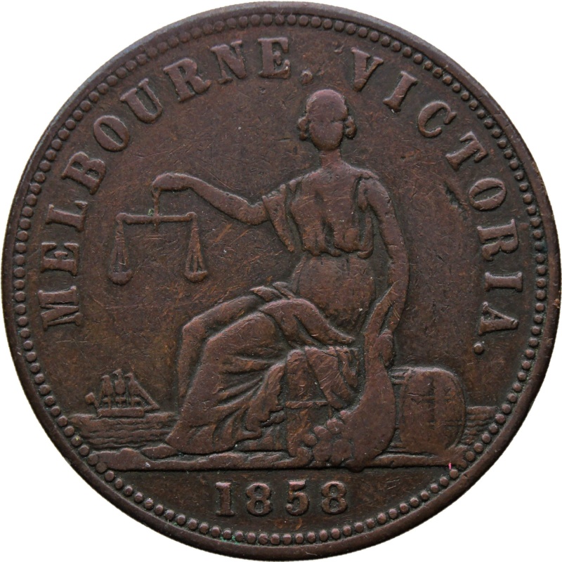 1858 1 Penny Australia Token Hide & De Carle – Melbourne