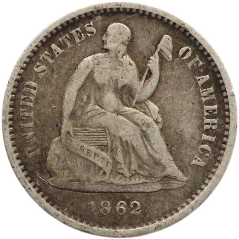 1862 Half Dime United States Silver Coin Seated Liberty