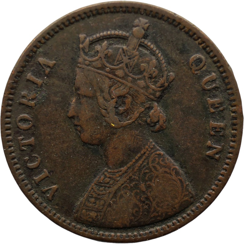 1862 Quarter Anna India British Queen Victoria Coin