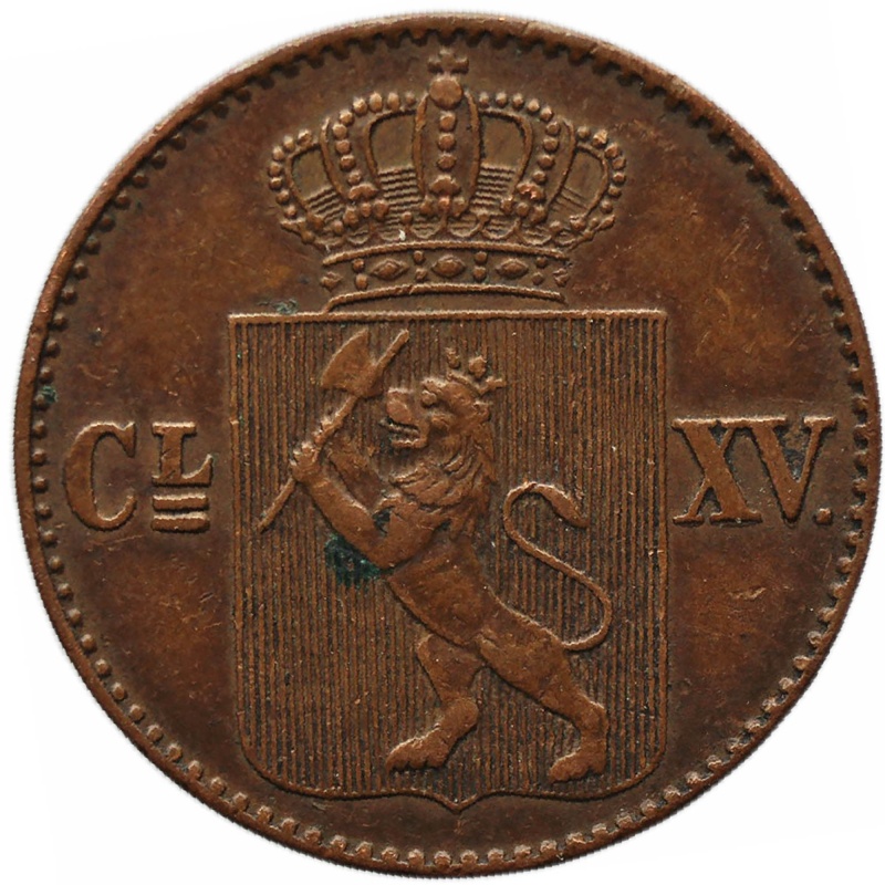 1867 Half Skilling Norway Coin Charles XV