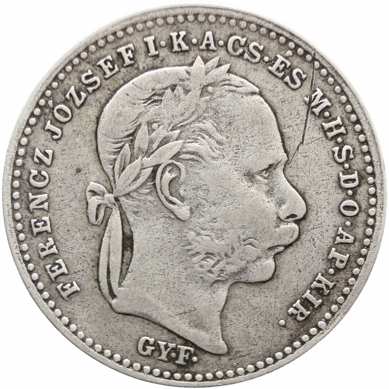 1870 GY F 20 Krajczár Hungary Coin Silver Franz Joseph I