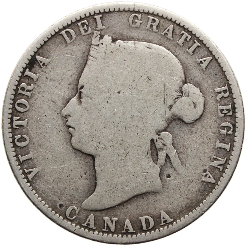 1874 25 Cents Canada Victoria Coin Silver