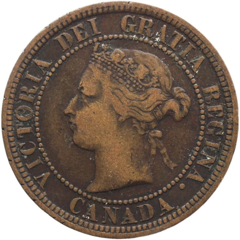 1876 H One Cent Canada Queen Victoria Coin Bronze
