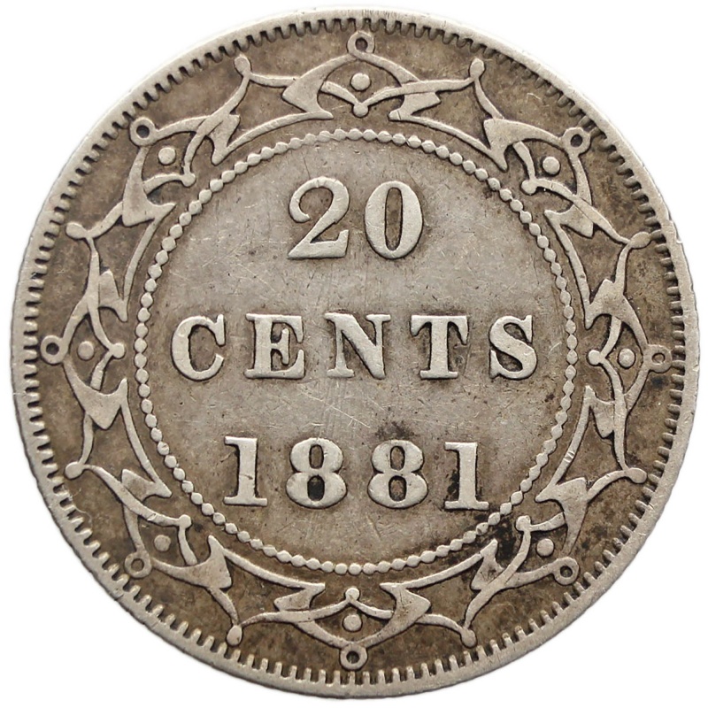 1881 20 Cent Newfoundland Coin Queen Victoria Silver