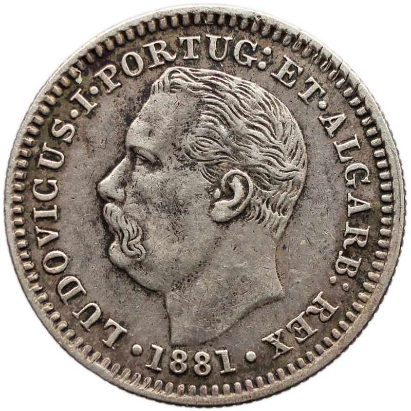 1881 Quarto de Rupia India Portuguese Coin Luiz I Silver