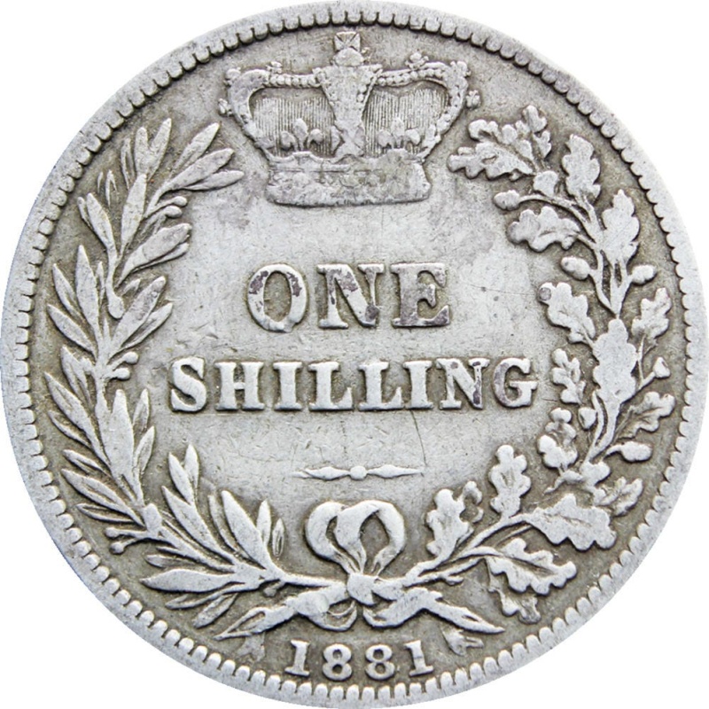 1881 Shilling Victoria Queen Great Britain Silver Coin British