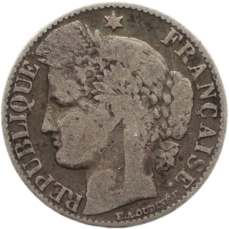 1882 A 50 Centimes France Coin Silver