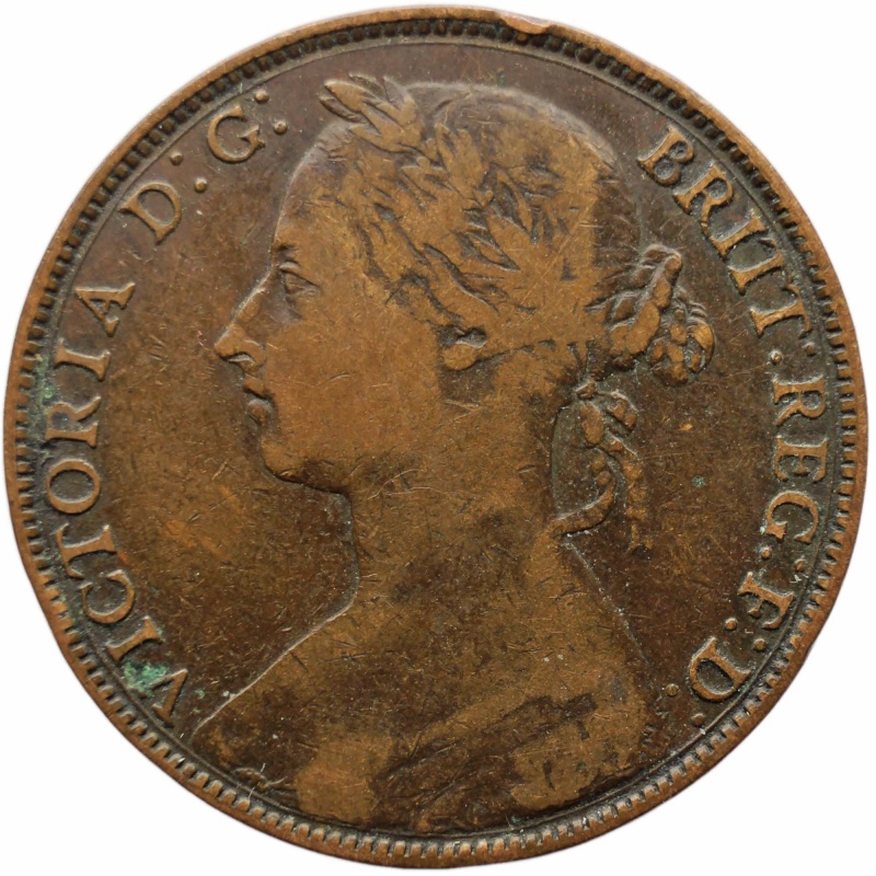 1882 H One Penny Victoria Coin UK