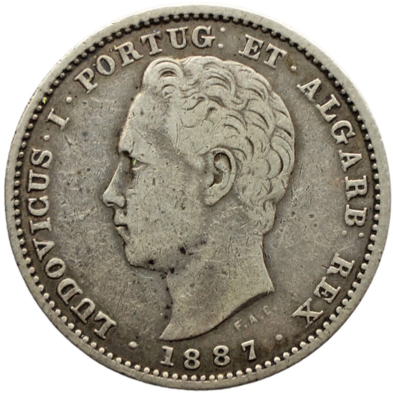 1887 200 Reis Portugal Coin Luís I Silver