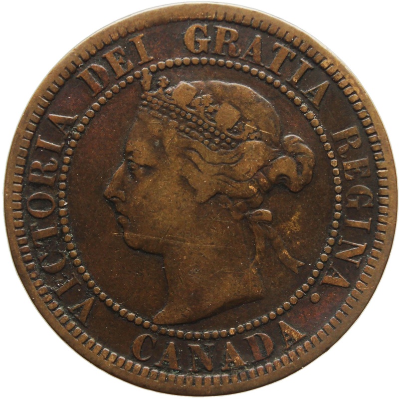 1887 One Cent Canada Queen Victoria Bronze Coin