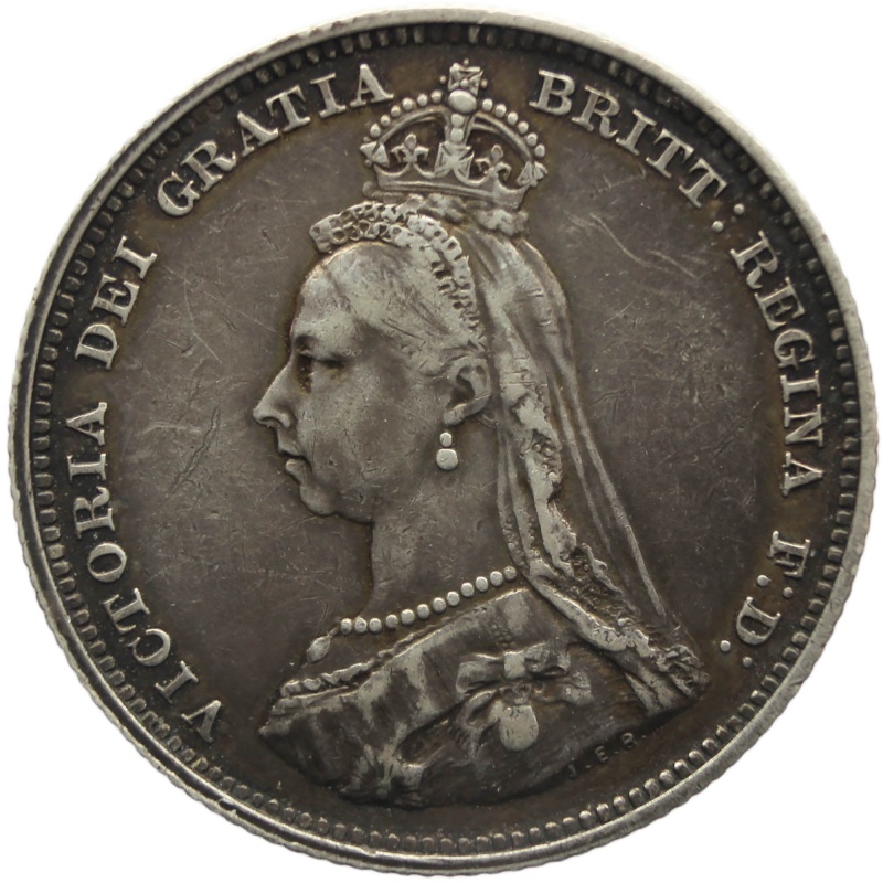 1887 Shilling Queen Victoria Great Britain Silver Coin