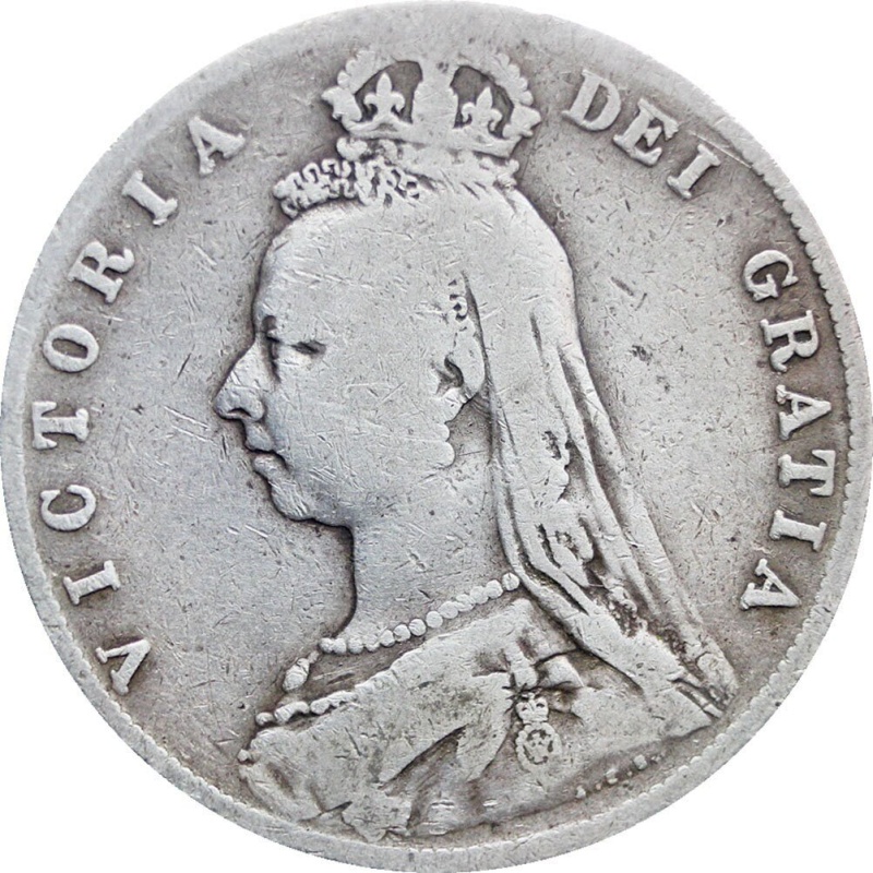 1889 Great Britain Victoria Silver Half Crown Coin