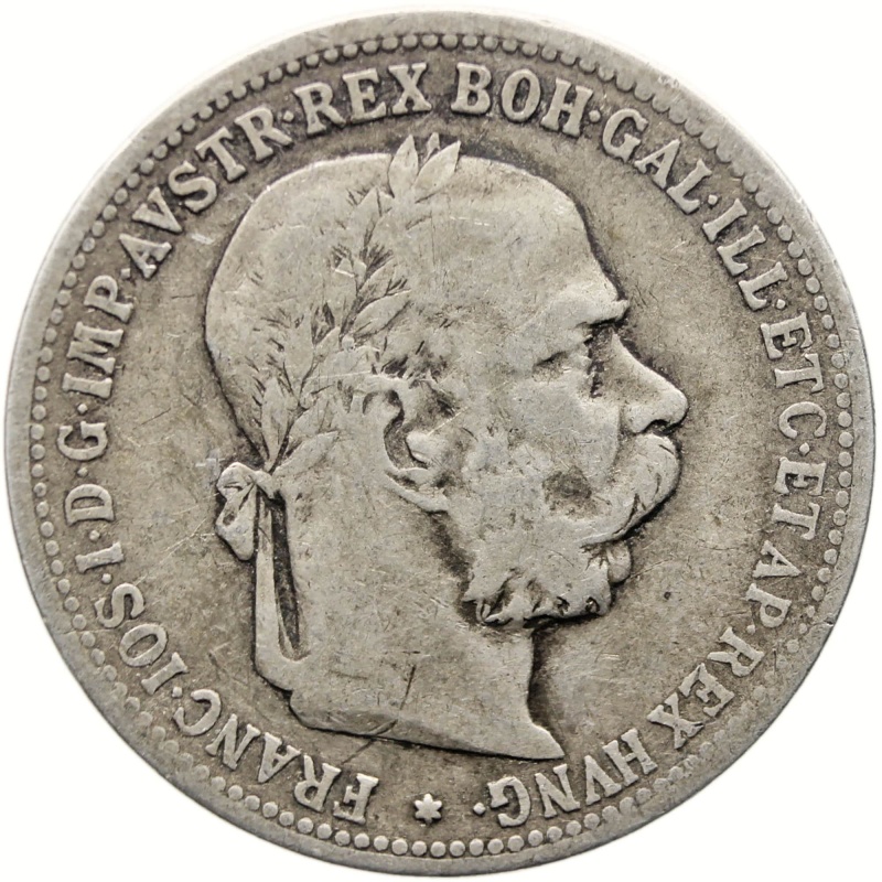 1893 1 Korona Austria Coin Franz Joseph I Silver
