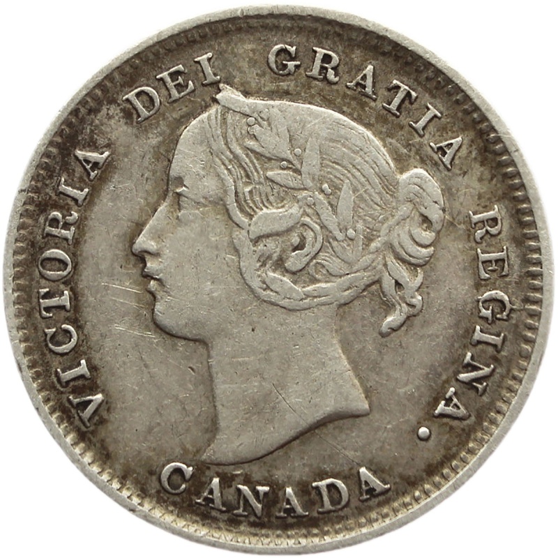 1893 5 Cents Canada Victoria Silver Coin