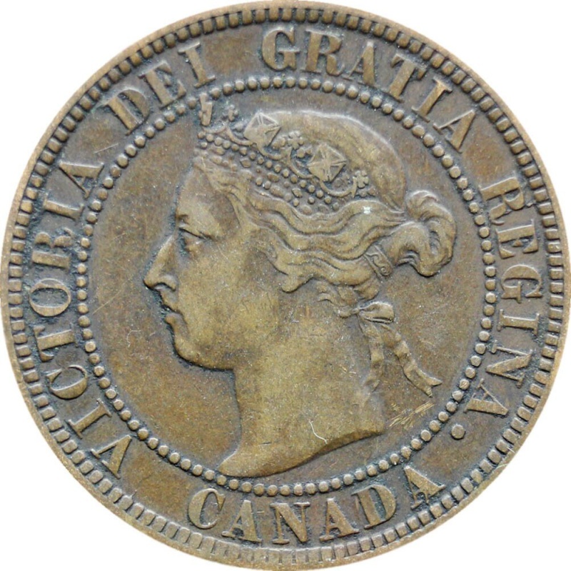 1893 One Cent Canada Queen Victoria Coin Bronze