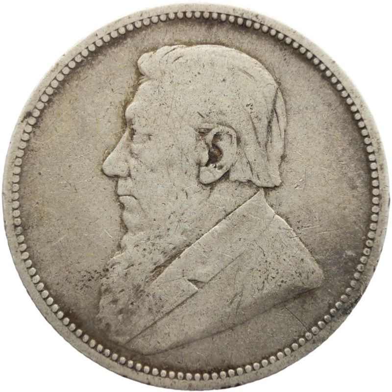 1894 2 Shilling South Africa Silver Coin Paul Kruger ZAR