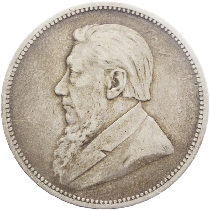 1894 2 Shilling South Africa ZAR Paul Kruger Silver Coin