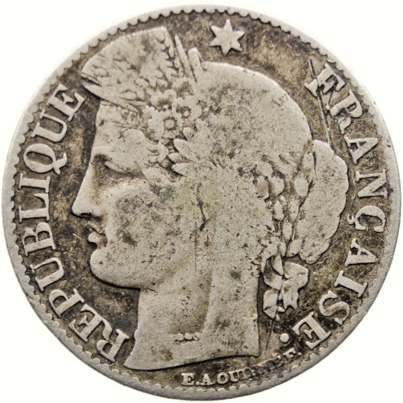 1894 A 50 Centimes France Coin Silver