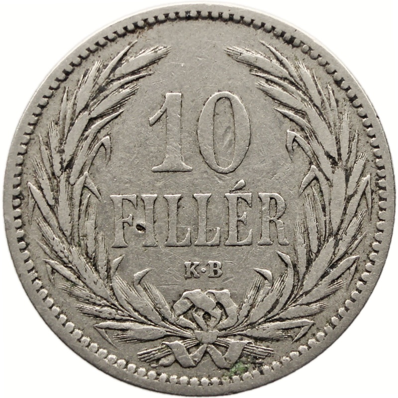 1894 KB 10 Filler Hungary Coin Franz Joseph I