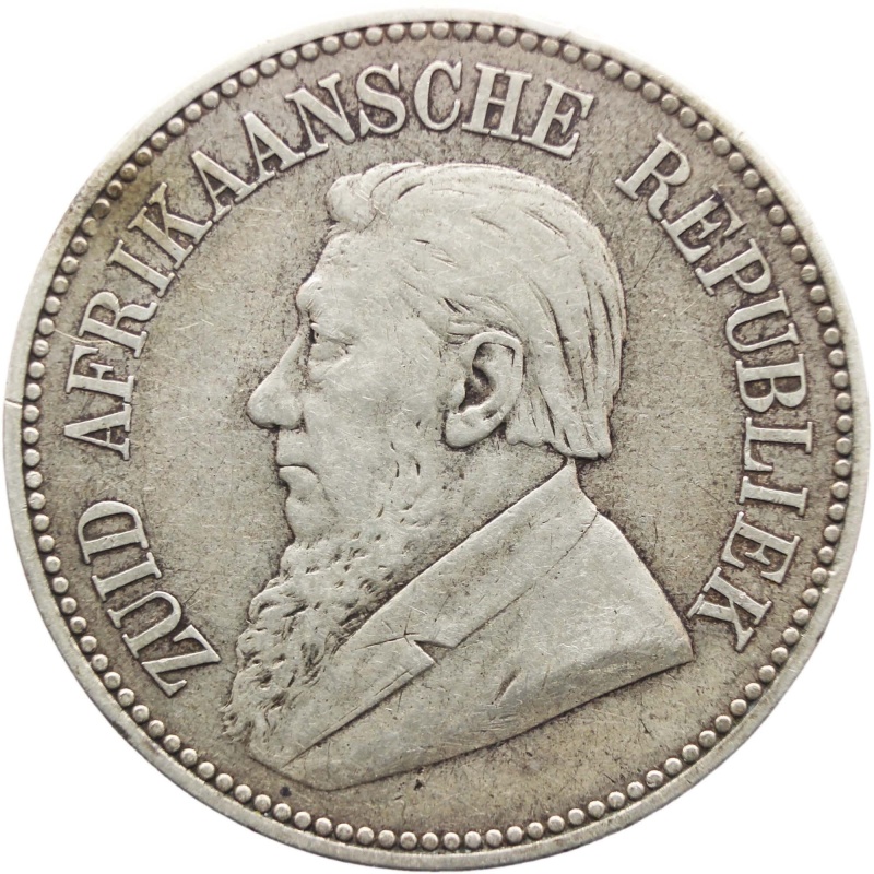 1894 Two and Half Shilling South Africa Paul Kruger ZAR Silver Coin
