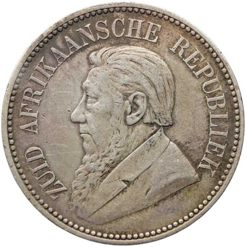 1896 2 1/2 Shilling South Africa Paul Kruger ZAR Silver Coin