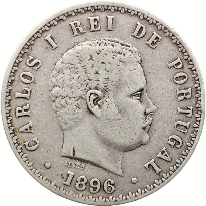1896 500 Reis Portugal Coin Carlos I Silver